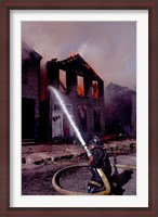 Framed Firefighter during a rescue operation, USA