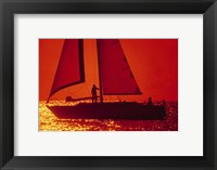 Framed Silhouette of a sailboat in a lake, Lake Michigan, Chicago, Cook County, Illinois, USA