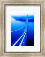 Framed Suspension bridge over the sea, Verrazano-Narrows Bridge, New York Harbor, New York City, New York State, USA