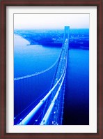 Framed Suspension bridge over the sea, Verrazano-Narrows Bridge, New York Harbor, New York City, New York State, USA