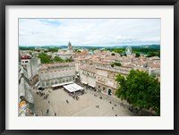 Framed Aerial view of square named for John XXIII, Avignon, Vaucluse, Provence-Alpes-Cote d'Azur, France