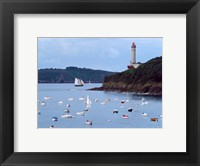 Framed Boats and lighthouse at Phare Du Portzic, Goulet De Brest, Finistere, Brittany, France