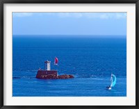 Framed Hospic Lighthouse at Ile-De-Brehat archipelago, Paimpol, Cotes-d'Armor, Brittany, France