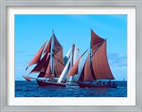 Framed Three Tall ships in the Baie De Douarnenez, France