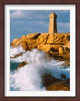 Framed Ploumanac'h Lighthouse, Pink Granite Coast, Perros-Guirec, Cotes-d'Armor, Brittany, France