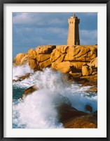 Framed Ploumanac'h Lighthouse, Pink Granite Coast, Perros-Guirec, Cotes-d'Armor, Brittany, France