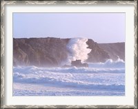 Framed Waves crashing on the coast, Pointe De Pen-Hir, Camaret-Sur-Mer, Finistere, Brittany, France