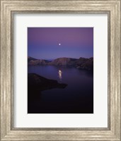 Framed Moon reflection in the Crater Lake, Crater Lake National Park, Oregon, USA