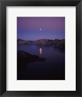Framed Moon reflection in the Crater Lake, Crater Lake National Park, Oregon, USA