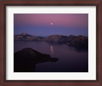 Framed Moonrise over Wizard Island, Crater Lake, Crater Lake National Park, Oregon, USA