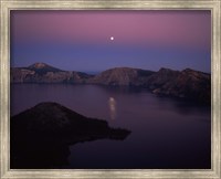 Framed Moonrise over Wizard Island, Crater Lake, Crater Lake National Park, Oregon, USA