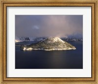 Framed Island in a lake, Wizard Island, Crater Lake, Crater Lake National Park, Oregon, USA