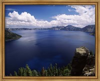 Framed Summer thunderstorms over Crater Lake, Crater Lake National Park, Oregon, USA