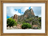 Framed Low angle view of a village at the mountainside, Moustiers-Sainte-Marie, Provence-Alpes-Cote d'Azur, France