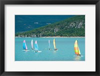 Framed Windsurfers on the lake, Lac de Sainte Croix, Sainte-Croix-Du-Verdon, Provence-Alpes-Cote d'Azur, France