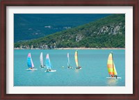 Framed Windsurfers on the lake, Lac de Sainte Croix, Sainte-Croix-Du-Verdon, Provence-Alpes-Cote d'Azur, France