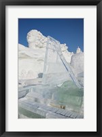 Framed Ice piano by frozen Sun Island Lake at Harbin International Sun Island Snow Sculpture Art Fair, Harbin, China
