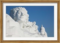 Framed French themed Snow Sculpture by frozen Sun Island Lake, Harbin, China