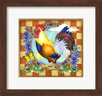 Framed Morning Glory Rooster III