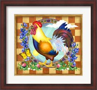 Framed Morning Glory Rooster III
