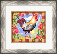 Framed Morning Glory Rooster IV