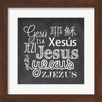 Framed Jesus in Different Languages Chalkboard