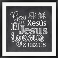 Framed Jesus in Different Languages Chalkboard