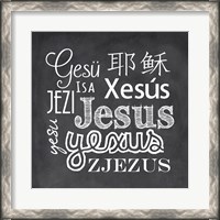 Framed Jesus in Different Languages Chalkboard