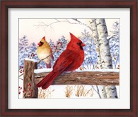 Framed Cardinal Pair with Birch
