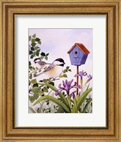 Framed Chickadees And Iris