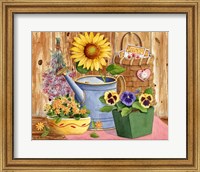 Framed Pansies & Sunflowers