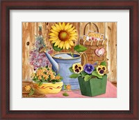 Framed Pansies & Sunflowers