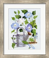 Framed Watering Can And Morning Glories