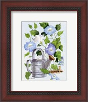 Framed Watering Can And Morning Glories