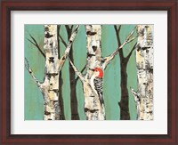 Framed Birch Grove on Teal II