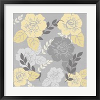 Framed Yellow Roses on Grey I