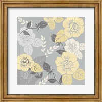 Framed Yellow Roses on Grey II