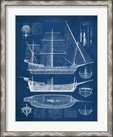 Framed Antique Ship Blueprint I