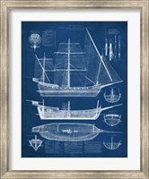 Framed Antique Ship Blueprint I