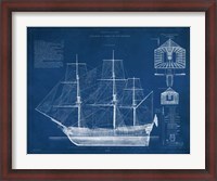 Framed Antique Ship Blueprint IV