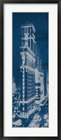 Times Square Postcard Blueprint Panel Framed Print