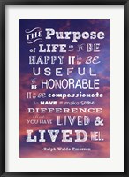 Framed Purpose of Life -Ralph Waldo Emerson