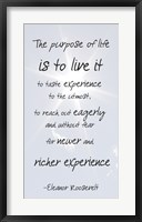 Framed Purpose of Life is to Live It -Eleanor Roosevelt