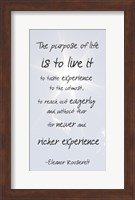 Framed Purpose of Life is to Live It -Eleanor Roosevelt