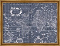 Framed Blueprint World Map