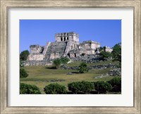 Framed Ancient building ruins, El Castillo, Tulum Mayan