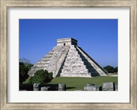 Framed Old ruins of a pyramid,  Chichen Itza Mayan