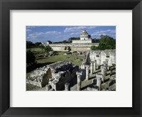 Framed Old ruins of an observatory, Chichen Itza