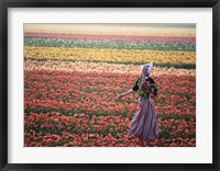 Framed Dutch Girl in Tulip Fields