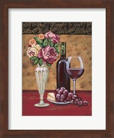 Framed Vintage Flowers & Wine I